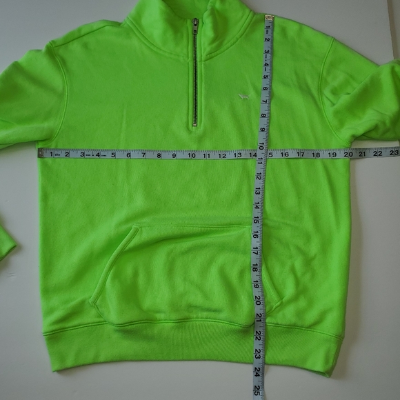Pink Victoria's Secret Green Pull Over Quarter Zip Oversized Sweatshirt XS - Picture 7 of 12